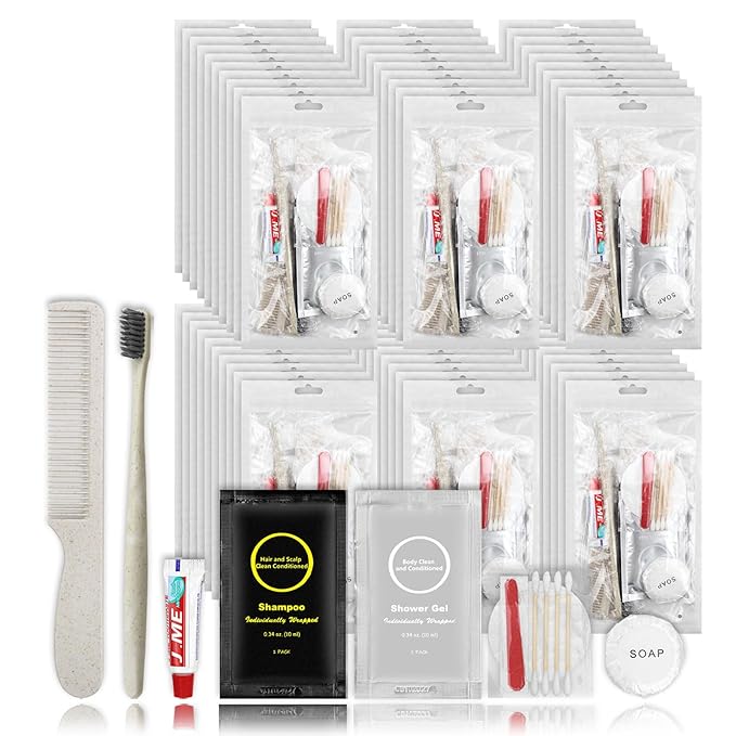 Toiletry Kits Homeless Personal Hygiene Kits for Homeless Care Package Supplies In Bulk, Disposable Travel Size Essential Women Men Toiletries Set for Hotel, Charity,Camping,Travel (40 Pack)