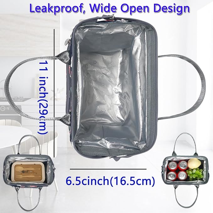 FlowFly Insulated Lunch Bag for Women, Men, Large and Reusable, Handle, Work and Travel Tote and Meal Prep Organizer, Rose