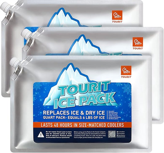 TOURIT Reusable Ice Pack for Coolers Long Lasting Cooler Ice Packs for Cooler Bag Lunch Bags/Boxes, Cooler Backpacks, Freezer Packs for Coolers