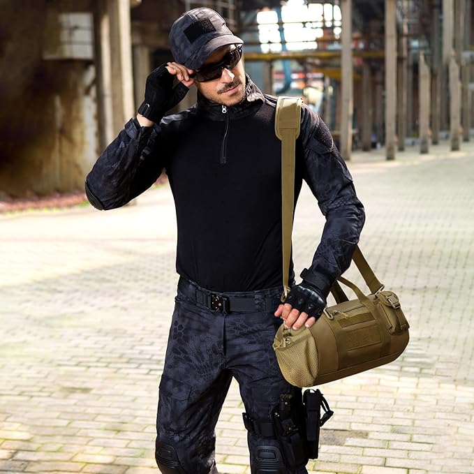 Huntvp Tactical Duffle MOLLE Handbag Gear Military Travel Carry On Shoulder Bag Small Valise