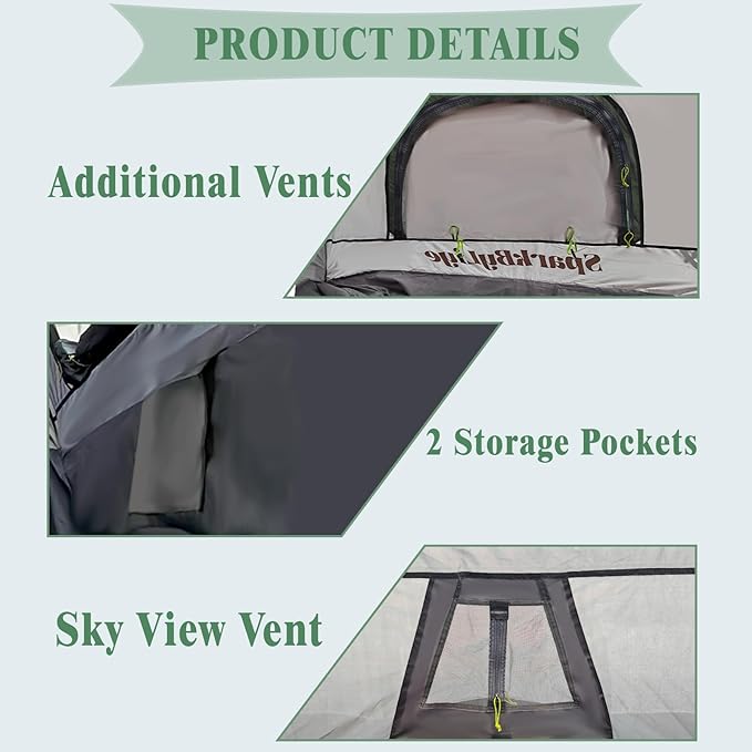 Pickup Truck Tent 5.5-6.0 Ft Truck Bed Tent 210D PU2000 Waterproof 2-Person UV50+ All-Weather Camping Gray-Green