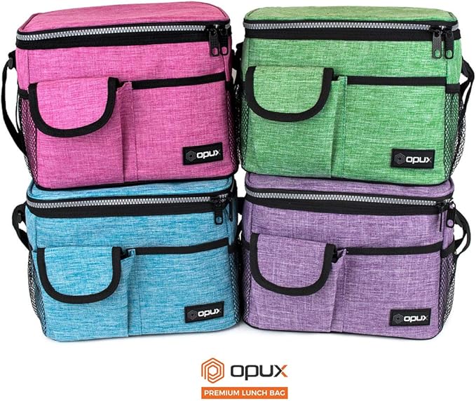 opux Insulated Lunch Bag for Men Women, Leakproof Sea Blue Lunch Box for Work, Portable Soft Lunch Cooler Bag with Shoulder Strap, Adult Lunchbox Lunch Pail for Kid Boy Girl School, 14 Can/8L