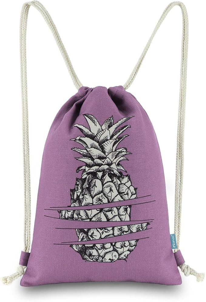 Drawstring Backpack Pineapple Style String Bag Canvas Beach Sport Daypack