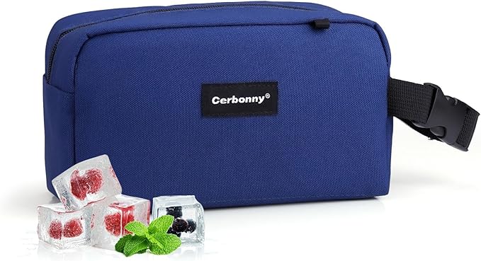 Cerbonny small lunch bag Freezable Lunch Bag for Work School Travel,Leak-proof Small Lunch Bag,Small Insulated Bag For Kids 3+/Adults,Freezer Lunch Bags,Freezable Snack Bag,Navy Blue（Larger size）