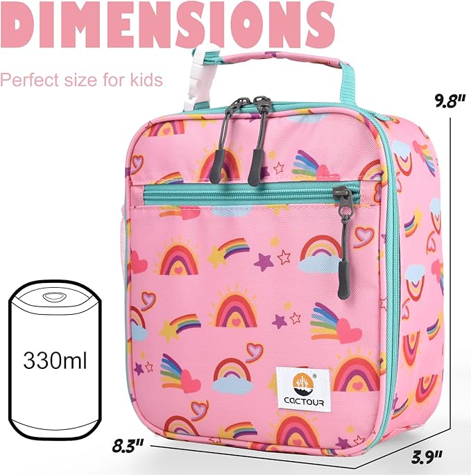 Lunch Box Kids,Premium Insulated Lunch Bag for Girls Boys,Soft Bag Mini Cooler Back to School Thermal Reusable Lunch Bag for Work School Picnic (Rainbow)