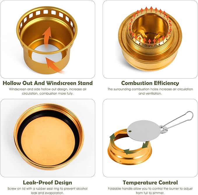 2 In 1 Mini Alcohol Stove For Camping, Portable Alcohol Burner With Stainless Steel Cross Stand, Storage Bag, Lightweight Tiny Brass Stove For Backpacking Emergency Outdoor Coffee