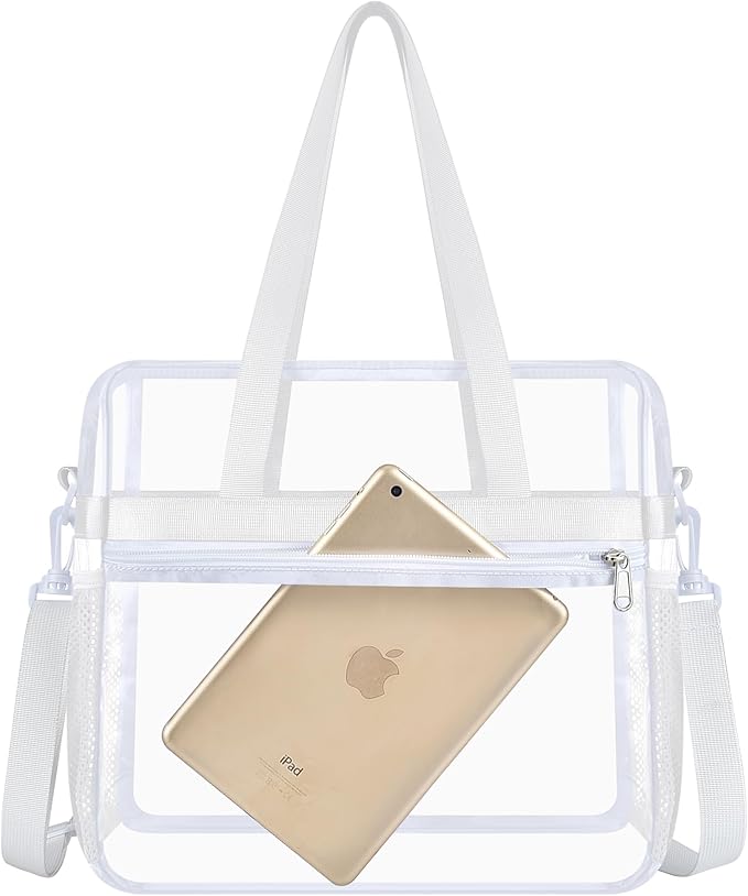 USPECLARE Clear Tote Stadium Approved, Security Travel & Gym Clear Bag for Work Sports Games Concerts