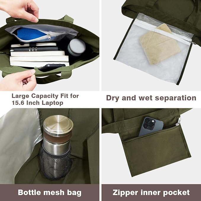 Yoga Bags for Women with Yoga Mats Bags Carrier Carryall Canvas Tote for Pilates Shoulder for Travel Office Beach Workout