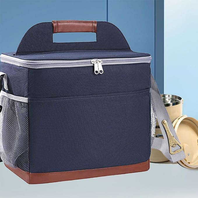 24-Can Insulated Lunch Bag for Women & Men - Large Soft Cooler Box with Leakproof Design, Lightweight Thermal Tote for Work, Travel, Picnic, Camping (Navy blue)