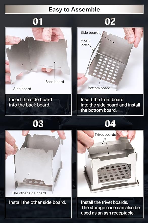 Outdoor Camping Stove - Portable Ultralight Compact Hiking Survival Backpacking Japanese Titanium Wood Stove 0.16lb Made in Japan