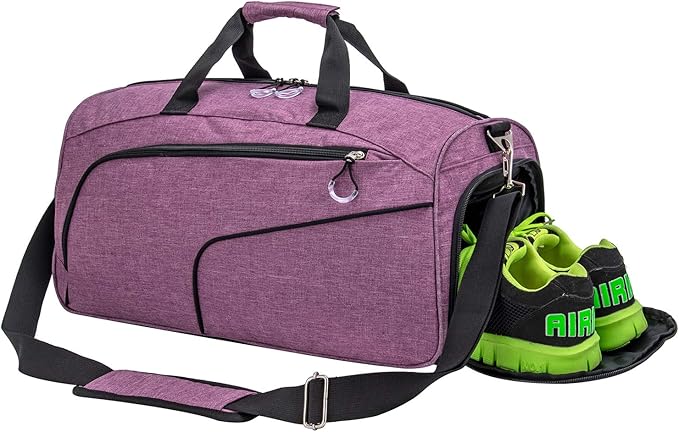 Kuston Sports Gym Bag with Shoes Compartment &Wet Pocket Gym Duffel Bag Overnight Bag for Men and Women