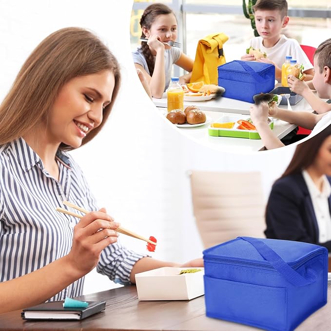 Nuogo 15 Pack Insulated Lunch Bags Bulk, Reusable Cooler Boxes, Leakproof Lunch Boxes Set, Waterproof Thermal Coolers, Insulated Beverage Bag for Women Men Work School Picnic Beach(Blue)