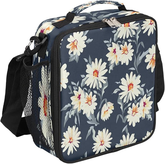 Daisy Insulated Lunch Bag for Girls Women,Daisy Flower Cooler Thermal Tote Kids Reusable Lunch Box Container for School Picnic Work Office Travel Outdoor