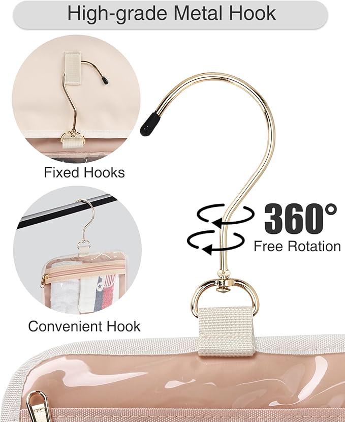 Travel Makeup Bag Hanging Toiletry Bag for Women Men TSA Approved Clear Bag Toiletries Waterproof Cosmetic Bag Toiletry Bag Travel Toiletry Organizer for Bathroom Shower, Beige