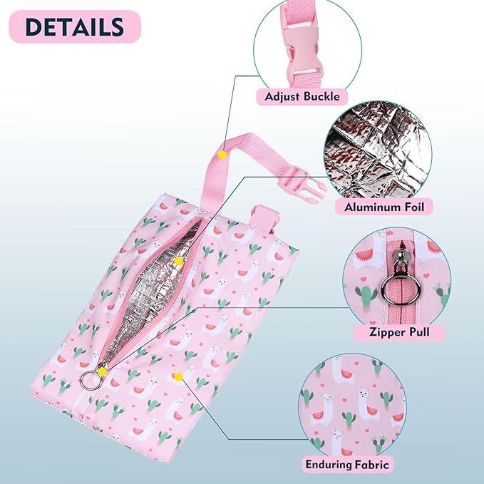 Insulated Snack Bag, Freezable Small Cooler Bag with Zipper and Adjustable Buckle, Rectangular Thermal Cooler Bag