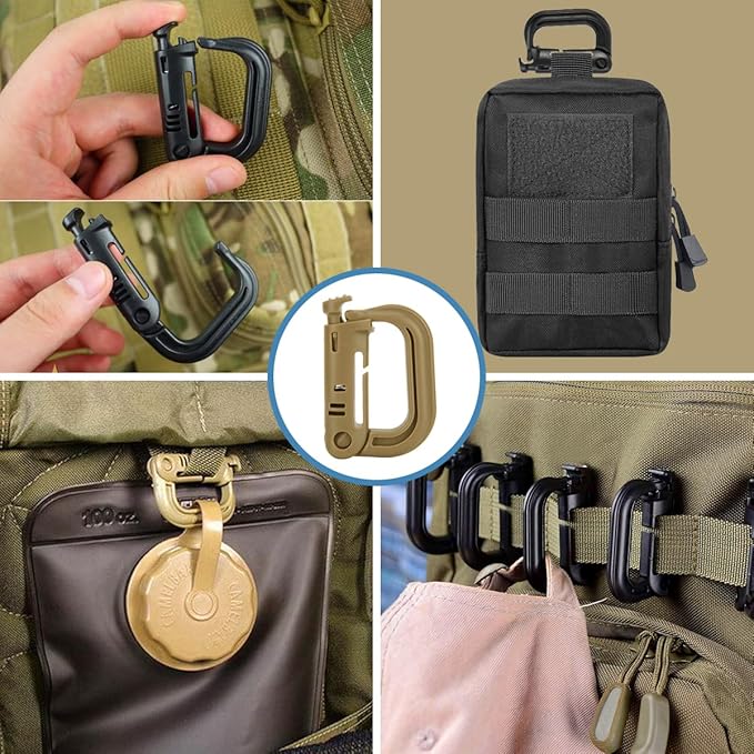 MUCHER 2 Pack Molle Pouches Tactical Pouches EDC Pouch Organizer Molle Bag Utility Pouch with 4 Carabiners for Outdoor Hiking Hunting Camping Training