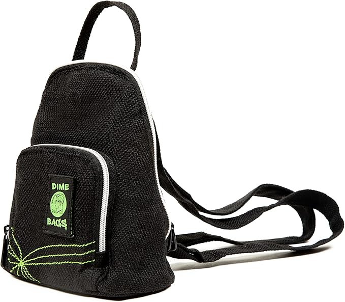 DIME BAGS - Club Backpack - Stylish Mini Backpack with (Hemp Material, Black)