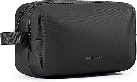 BAGSMART Toiletry Bag for Men, Travel Toiletry Organizer Dopp Kit Water-resistant Shaving Bag for Toiletries Accessories, Door Room Essentials,Black-basic