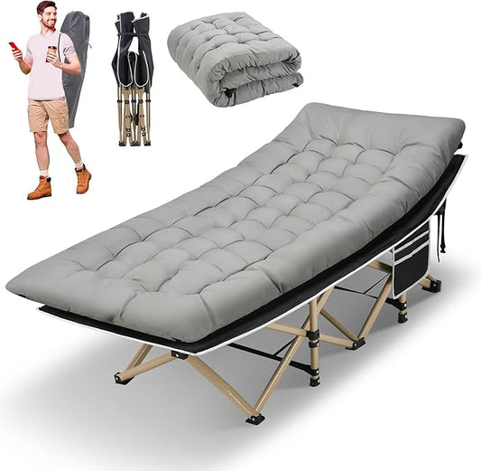 HABUTWAY Camping Cot, Portable Camping Cot for Adult, 28" Wide Sleeping Cot Max Load 600LBS with Thick Mattress and Carry Bag, Portable Camping Bed for Outdoor Camping/Office, Home Nap
