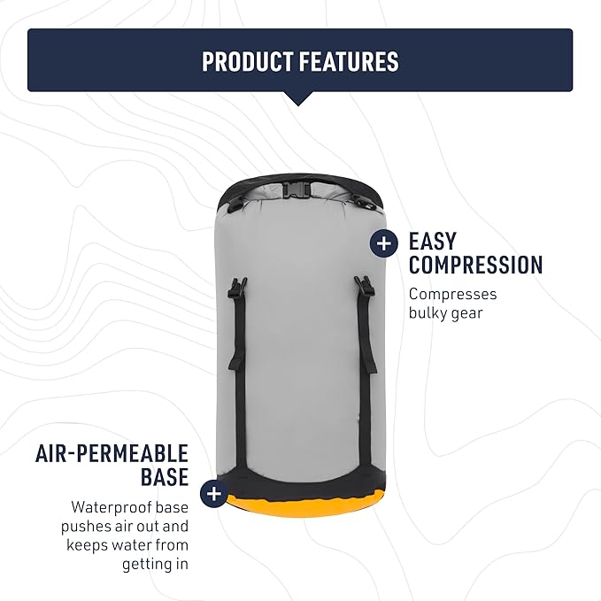 Sea to Summit eVac Compression Dry Bag, Waterproof Compression Sack, 5 Liter, High Rise Grey