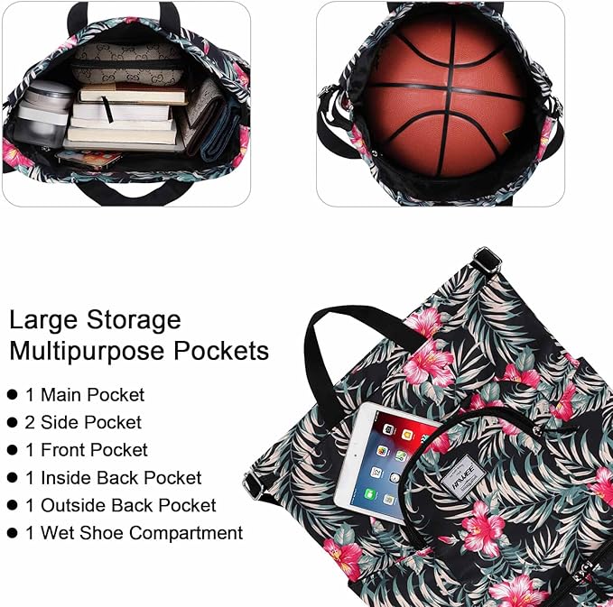 Dry Wet Drawstring Backpack with Shoe Compartment for Women Adjustable Gym Bag