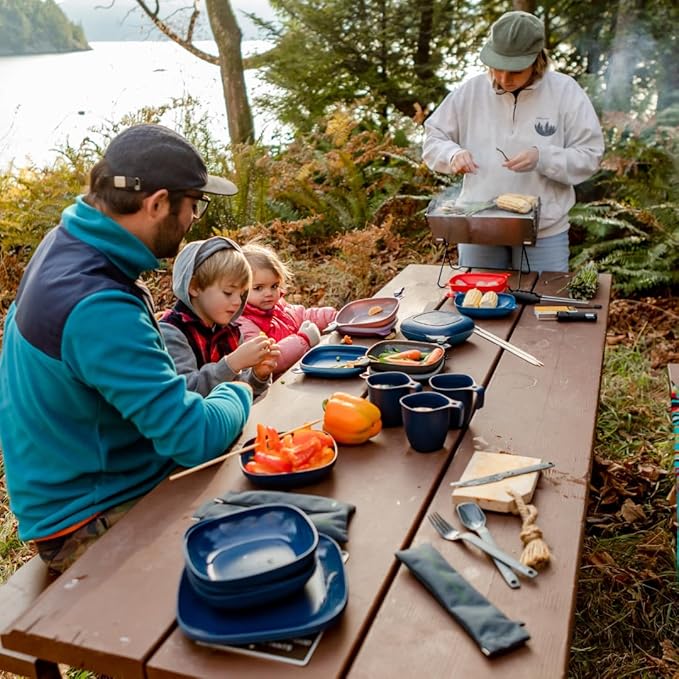 UCO Recycled ECO 5-Piece Camping Mess Kit with Bowl, Plate, Switch Spork Utensil Set