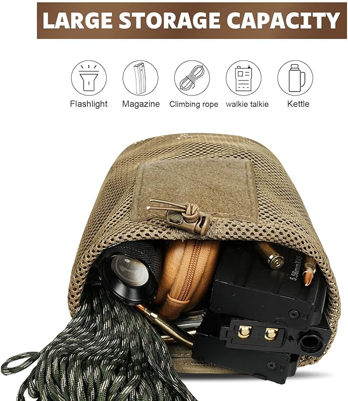 Dump Pouch Tactical Molle Mesh Pouches,Lightweight Range Compact Micro Drawstring Foraging Roll Up Foldable Recovery Ar Mag Tool Pack,EDC Drop Net Storage Belt Bag.…