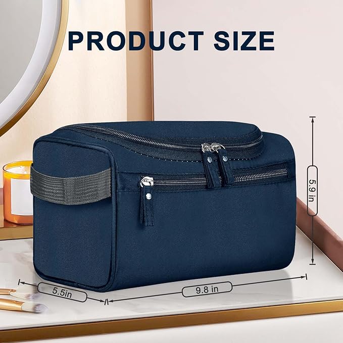 Hanging Toiletry Bag for Women and Men Traveling Makeup Large Capacity Cosmetics Portable Dopp Kit Storage Organizer Bag with Hanging Hook for Toiletries Brushes (Dark Blue)