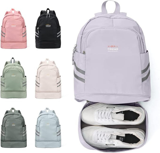 Coofay Small Gym Bag for Women - Waterproof, Lightweight Travel Backpack with Shoe Compartment