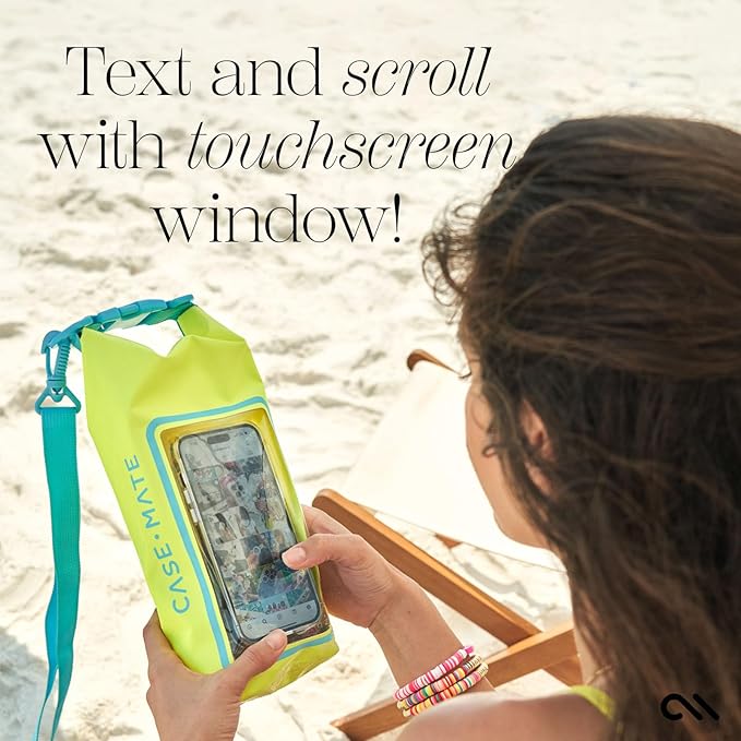 Case-Mate Citrus Splash Mini IP68 Waterproof Bucket Bag - Roll Top Dry Bag 2L Cap with Waterproof Pouch for Swimming Kayaking Boating Travel and More - For Phones Up to 7"