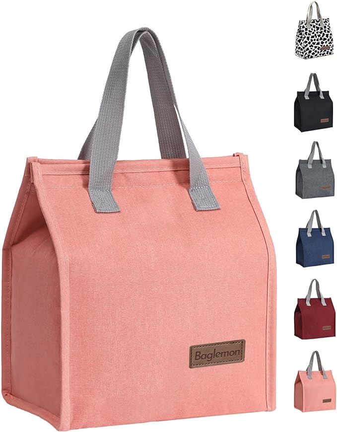 Lunch bag, Insulated Lunch Bag for Women Men, Lunch Containers Reusable Lunch Tote Bags for Work, Travel, Outdoor (Pink)