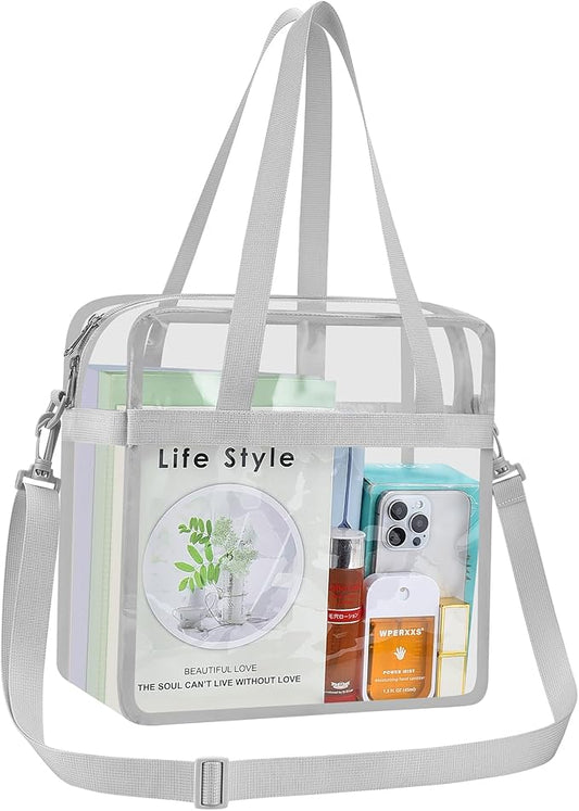 USPECLARE Clear Tote Stadium Approved, Security Travel & Gym Clear Bag for Work Sports Games Concerts