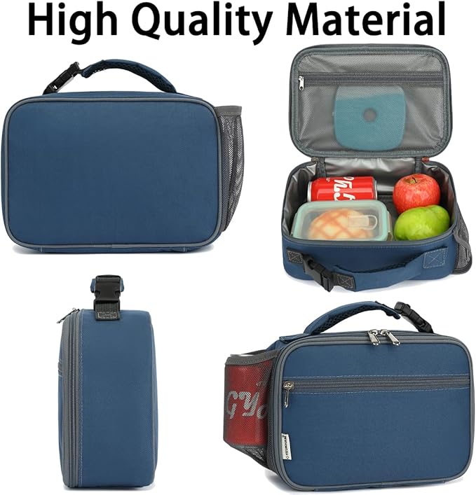 Insulated Lunch Box for School, Thermal Reusable Durable Freezable Lunch Bags for Kids Boys Girls Men Women - Small Soft Cooler Portable Lunch Tote Kit for Work Picnic Travel,Cyan