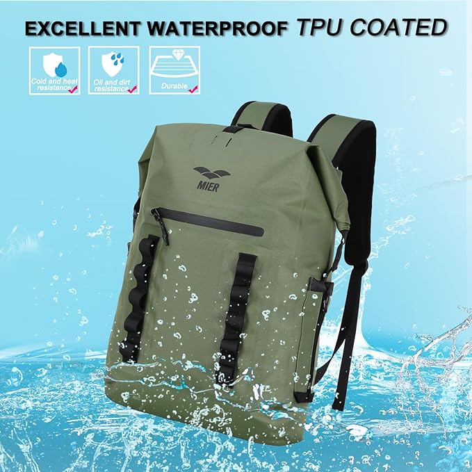 MIER Dry Bag Waterproof Backpack 30L Dry Sack Heavy Duty Roll-Top Closure for Kayaking, Beach, Boating, Swimming, Surfing