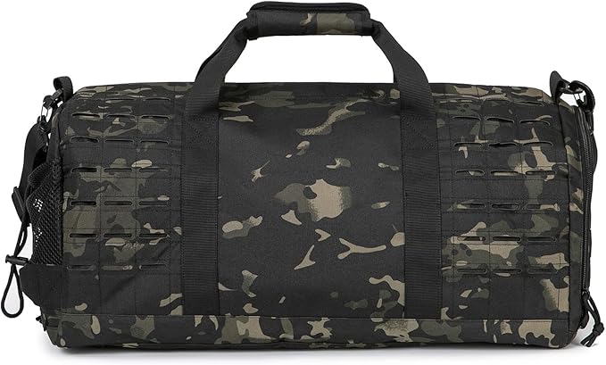 QT&QY 40L Military Tactical Duffel Bag For Men Sport Gym Bag Fitness Tote Travel Duffel Bags Training Workout Bag With Shoe Compartment Basketball Football Weekender Bag