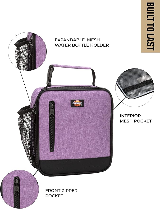 Dickies Basic Insulated Lunch Bag for Work, Thermal Reusable Office Lunch Box for Men, Women (Purple)