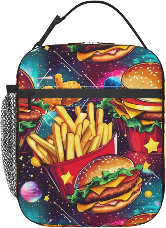 Hamburger Lunch Bag Insulated Reusable Lunch Box Thermal Cooler Tote For Men Women Work Travel Picnic Hiking