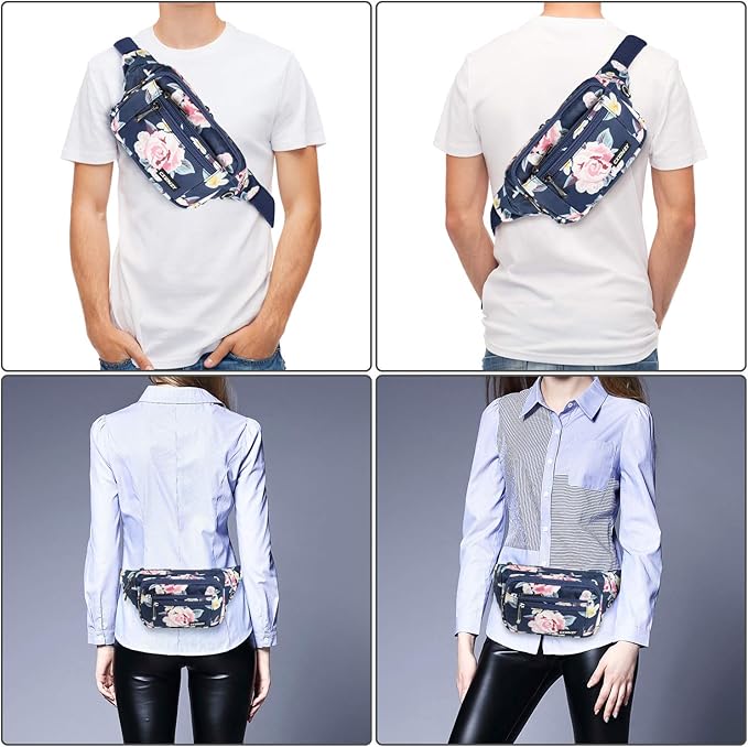 CXWMZY Fanny Packs For Women & Men Waist Pack Hip Bum Bag with Multi-Pockets Large Capacity Waterproof Casual Bum Bag for Disney Traveling Casual Cycling Running Hiking