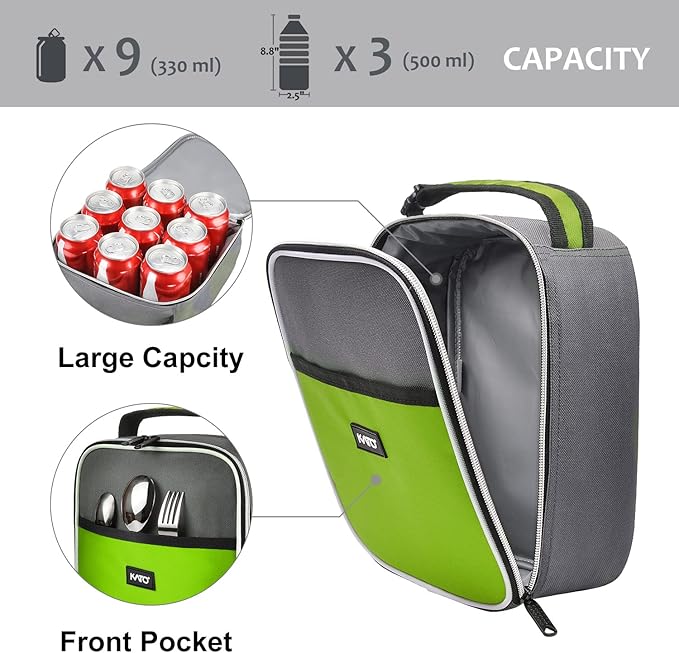 Insulated Lunch Box for Men Women, Portable Thermal Small Lunch Bag for Office Work Picnic, Reusable Compact Lunchbox Cooler Tote for Adults,Green