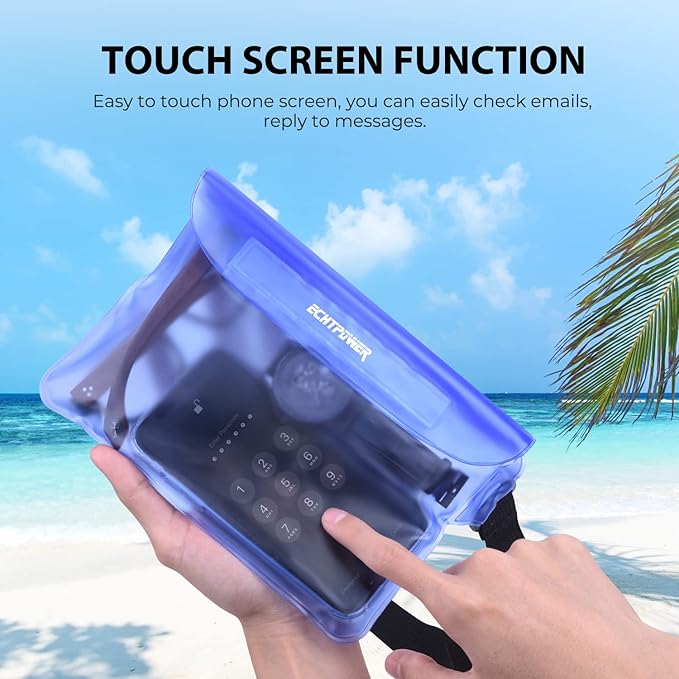 ECHTPower 2-Pack Waterproof Pouch Bag, Waterproof Fanny Pack, Waterproof Dry Bag with Adjustable Waist Strap for Beach Swimming Kayaking Floating Boating