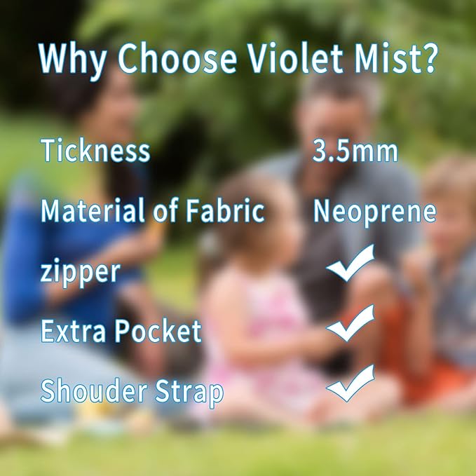 Violet Mist Neoprene Lunch Bag, Snow Fox, Unisex, Meal Holder, 12.6"L x 11.8"H x 6.14"W, Adjustable Shoulder Strap, Easy to Clean, BPA-Free, Eco-Friendly