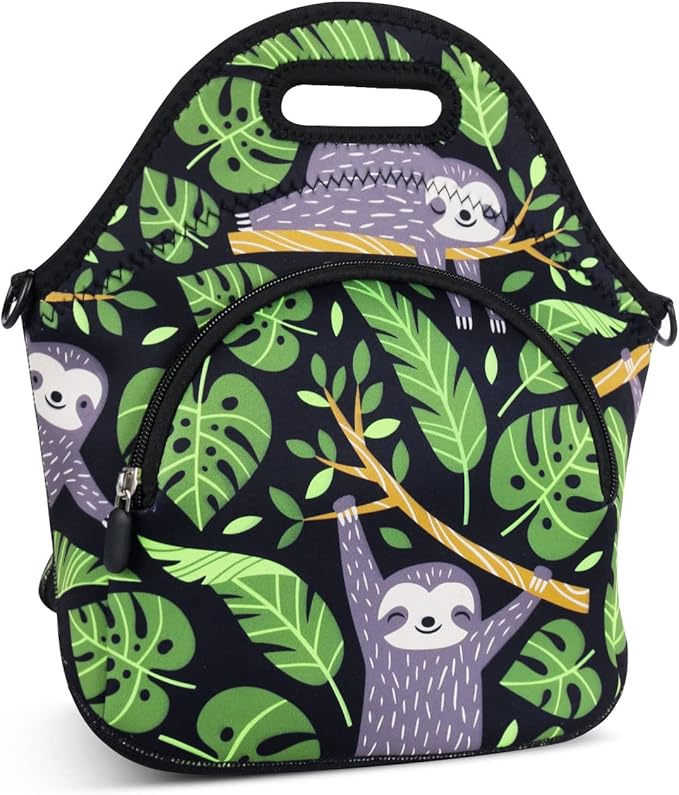 Violet Mist Neoprene Lunch Bag Tote Reusable Insulated Lunch Box with Adjustable Shoulder Strap&Pocket for Women,Men,Adults