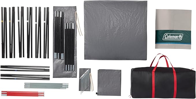 Coleman Skylodge 12-Person Camping Tent with Rainfly & Screened Porch, XL Weatherproof Family Tent Fits 4 Queen-Sized Airbeds, Color-Coded Poles & Sleeves