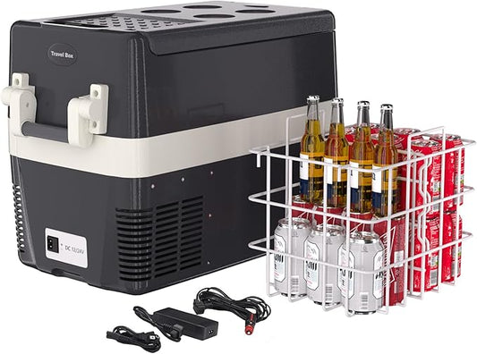 12 Volt Refrigerator, 42QT(40L) Electric Cooler, Portable Car Refrigerator Car Freezer 12V/24V DC 110-240V AC, 12V Car Cooler 0℉~50℉, Car Freezer 12v Portable Fridge for Car, Auto