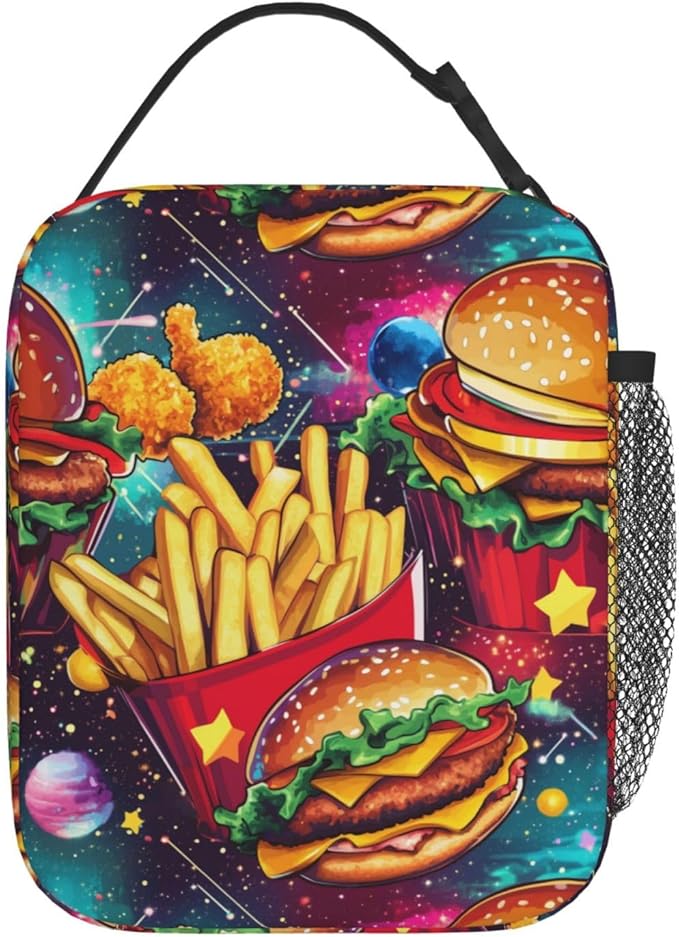 Hamburger Lunch Bag Insulated Reusable Lunch Box Thermal Cooler Tote For Men Women Work Travel Picnic Hiking