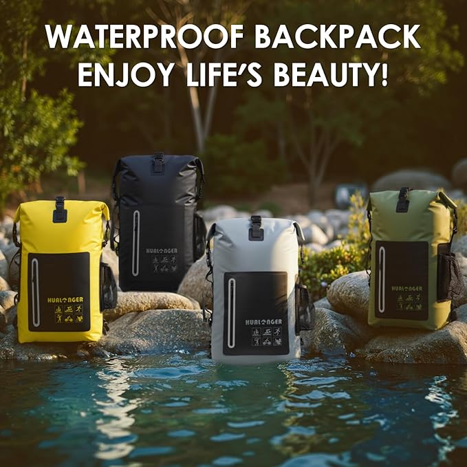 Waterproof Backpack 20L/30L/40L- Roll Top Closure Bag - Hiking Backpack - Lightweight Durable Floating Dry Bag with IPX8 Waterproof Phone Case