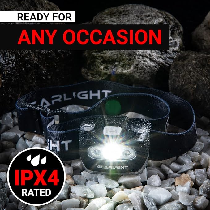 GearLight USB Rechargeable Headlamp Flashlight - S500 Running, Camping, and Outdoor LED Headlight Camping Headlamps - Head Lamp Light for Adults, Kids, Emergency Gear [2 Pack]