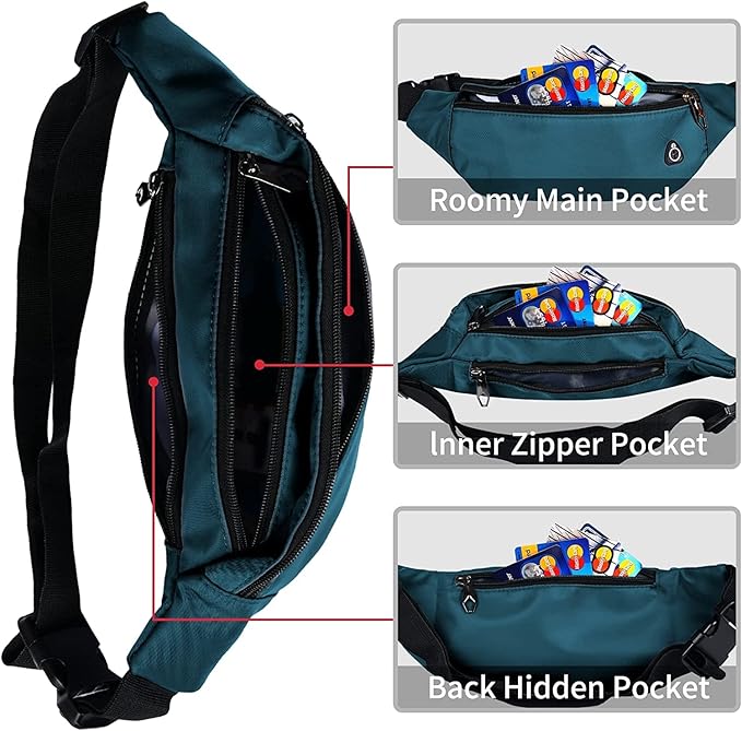 Fanny Pack for Men Women, Waterproof Sports Waist Bag Pack, Belt Bag for Travel Hiking Running