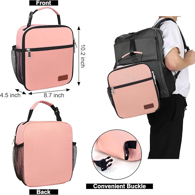Lunch Box for Men & Women Durable Lunch Bag for Adults Reusable Small Lunchbox Pink