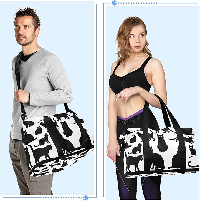 Cats Travel Duffel Bag Gym Tote Bag for Sports Waterproof Carry On Weekender Bag with Compartment
